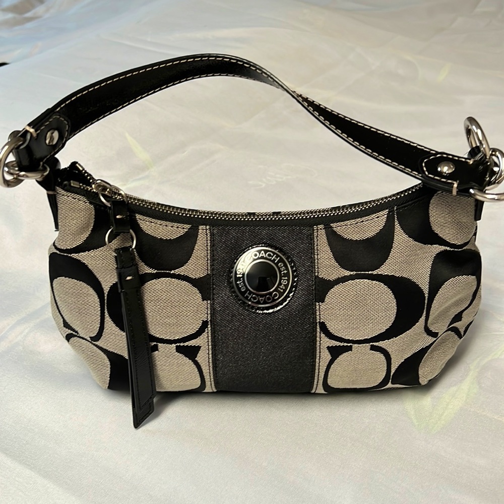 Coach small signature fabric and leather handbag
